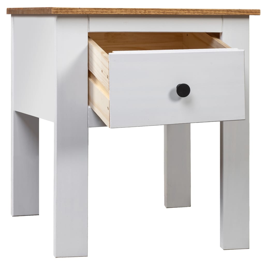 Comodino Bianco 46x40x57 cm in Legno di Pino Panama Range | homemem39