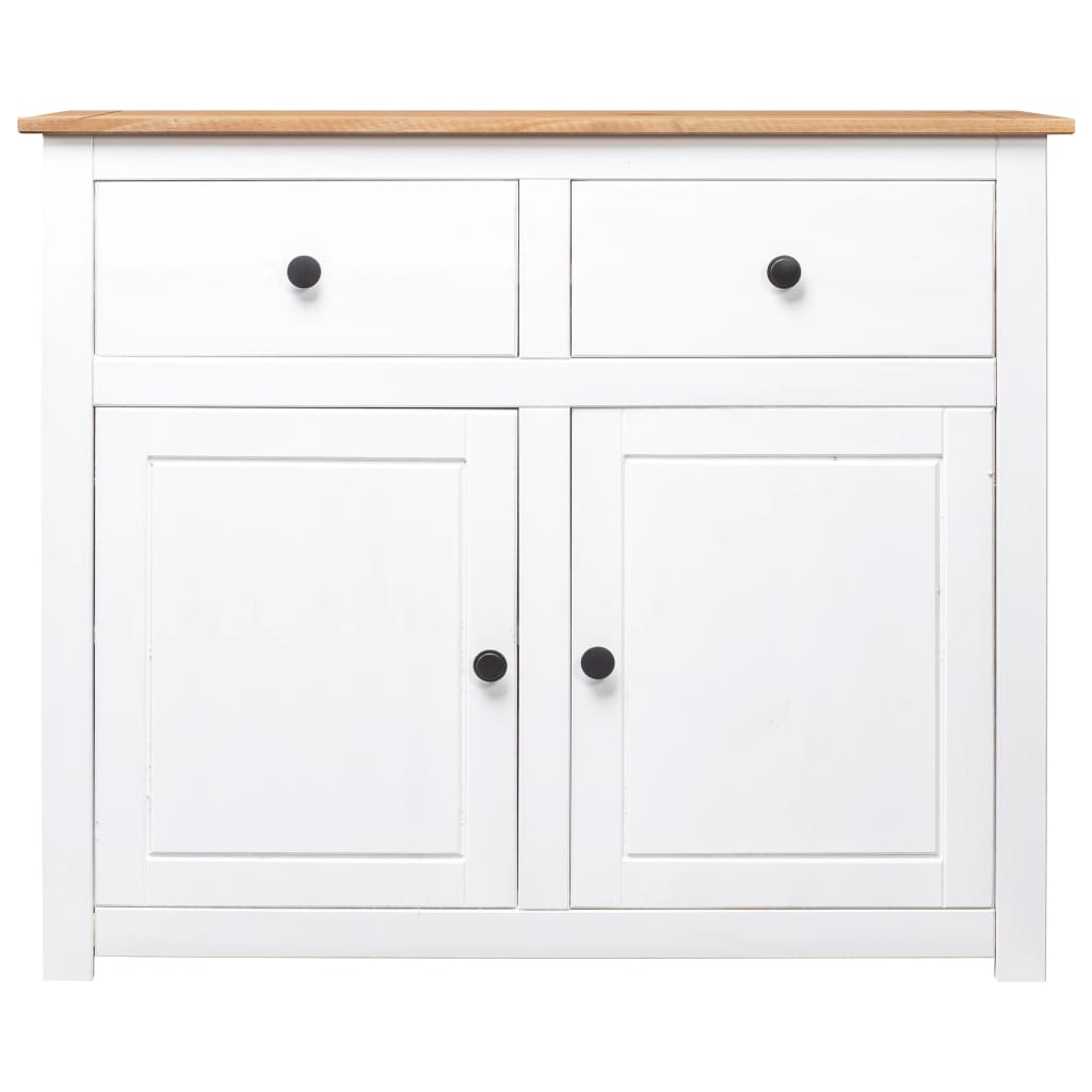 Credenza Bianca 93x40x80 cm in Legno Massello di Pino Panama - homemem39