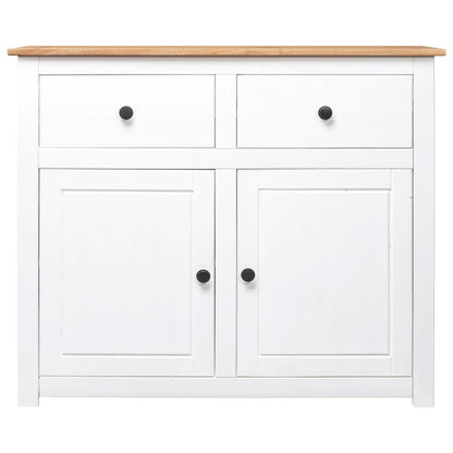 Credenza Bianca 93x40x80 cm in Legno Massello di Pino Panama - homemem39