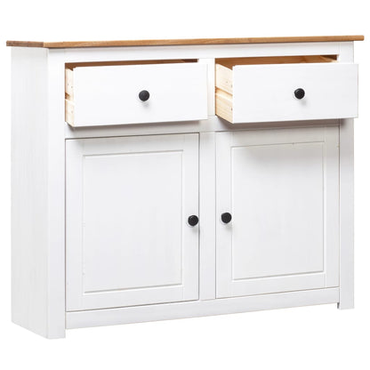 Credenza Bianca 93x40x80 cm in Legno Massello di Pino Panama - homemem39