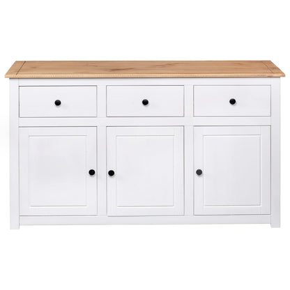 Credenza Bianca 135x40x80 cm in Legno Massello di Pino Panama - homemem39