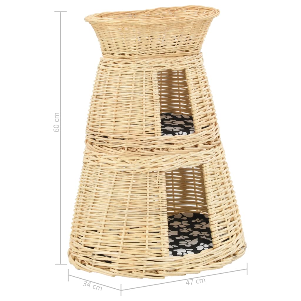 Set Ceste per Gatti con Cuscini 3 pz 47x34x60 cm Salice Naturale | homemem39