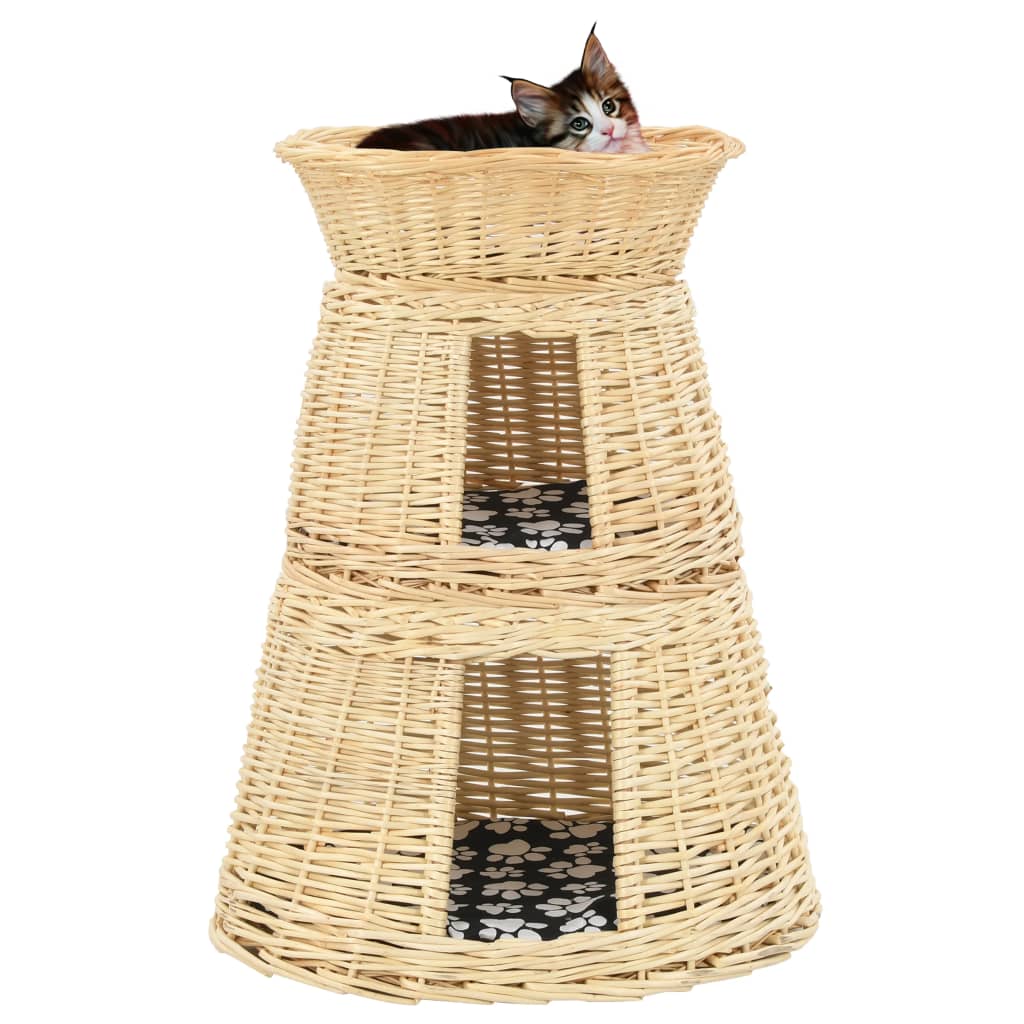 Set Ceste per Gatti con Cuscini 3 pz 47x34x60 cm Salice Naturale | homemem39
