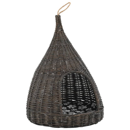 Cesta per Gatti Cuscino Grigio 40x60cm Teepee Salice Naturale | homemem39