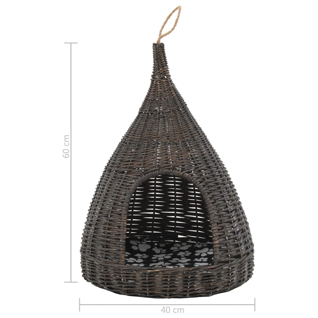 Cesta per Gatti Cuscino Grigio 40x60cm Teepee Salice Naturale | homemem39