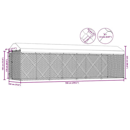 Recinzione per Cani da Esterno con Tetto 760x190x225 cm | homemem39