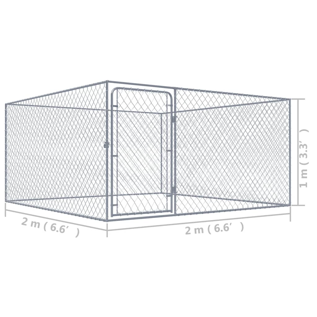 Recinto per Cani da Esterno in Acciaio Zincato 2x2x1 m | homemem39