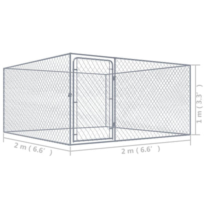 Recinto per Cani da Esterno in Acciaio Zincato 2x2x1 m | homemem39
