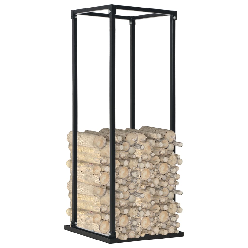 Rastrelliera per Legna da Ardere Base Nera 37x37x113cm Acciaio - homemem39