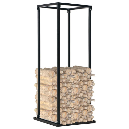 Rastrelliera per Legna da Ardere Base Nera 37x37x113cm Acciaio - homemem39