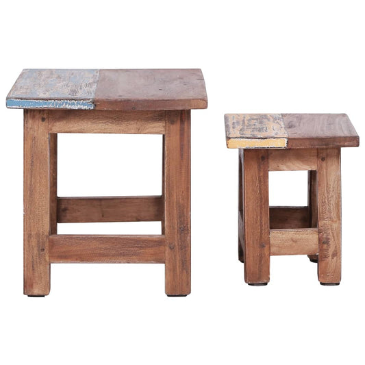 Tavolini Impilabili 2 pz in Legno Massello di Mogano - homemem39