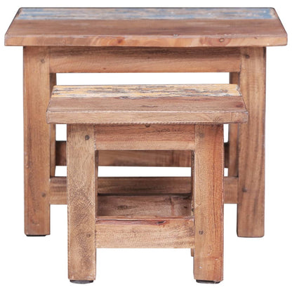 Tavolini Impilabili 2 pz in Legno Massello di Mogano - homemem39