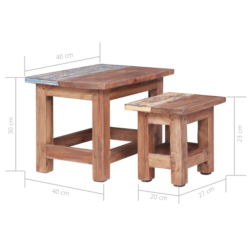 Tavolini Impilabili 2 pz in Legno Massello di Mogano - homemem39