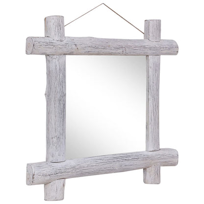Specchio con Tronchi Bianco 70x70 cm Legno Massello di Recupero - homemem39