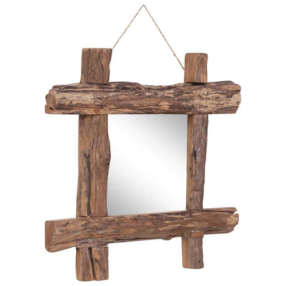 Specchio con Tronchi Naturale 50x50 cm in Teak di Recupero