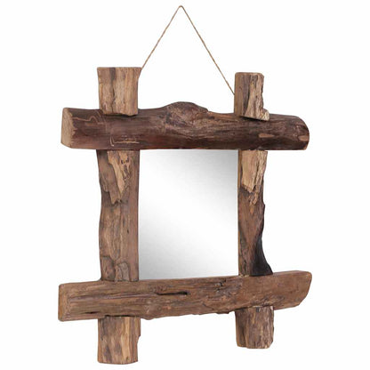 Specchio con Tronchi Naturale 50x50 cm in Teak di Recupero | homemem39