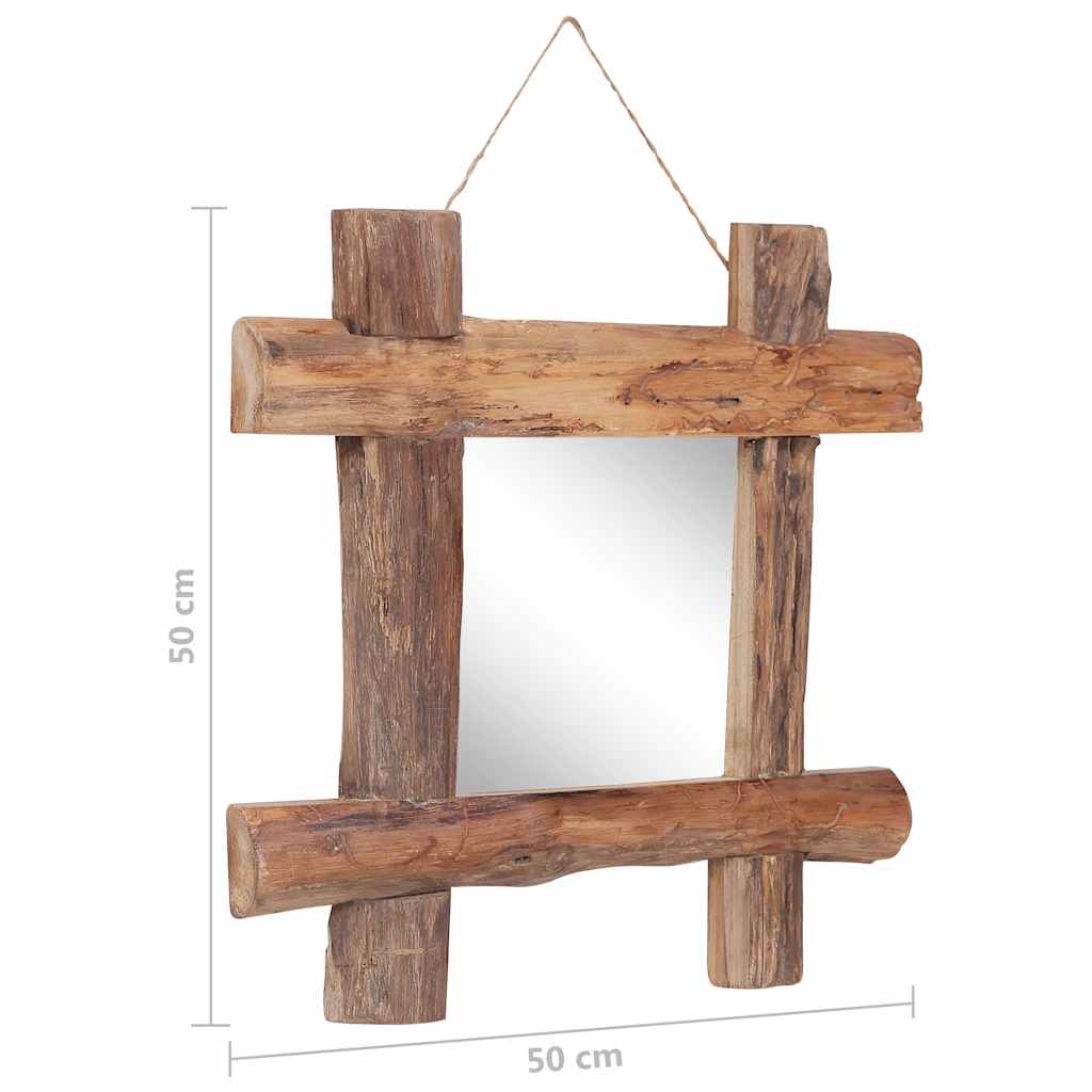 Specchio con Tronchi Naturale 50x50 cm in Teak di Recupero | homemem39