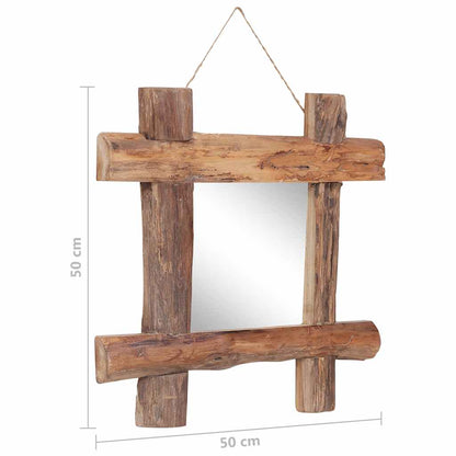 Specchio con Tronchi Naturale 50x50 cm in Teak di Recupero | homemem39