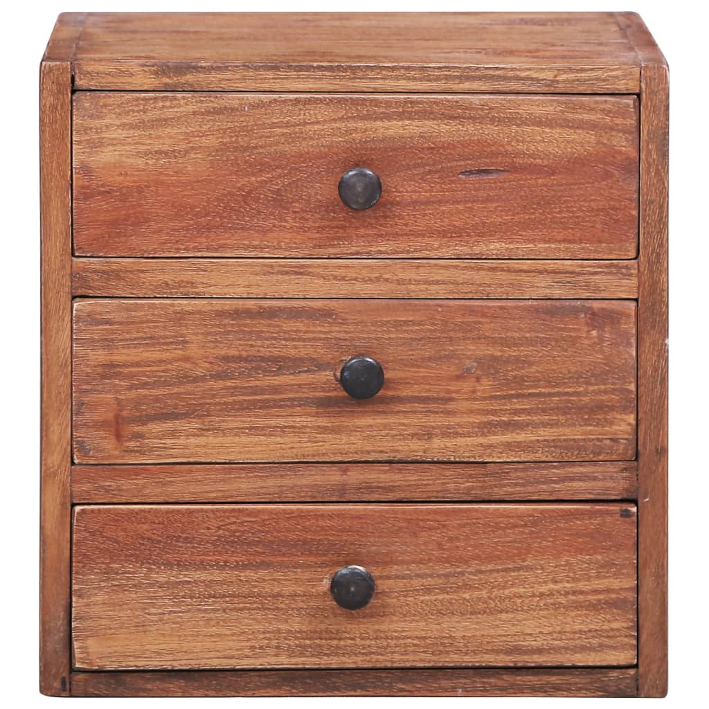 Comodino con 3 Cassetti 35x25x35 cm Legno Massello di Mogano - homemem39