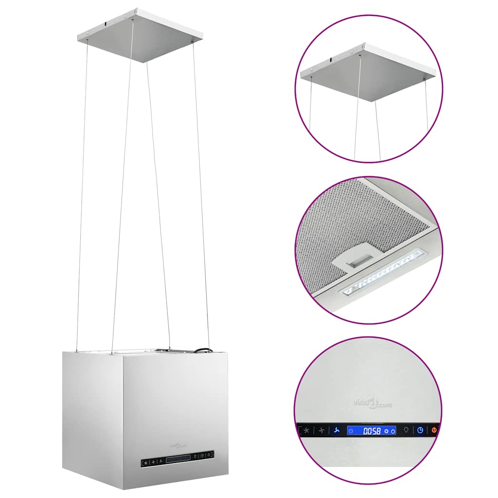 Cappa da Cucina ad Isola Sospesa LCD con Sensore 37 cm Acciaio