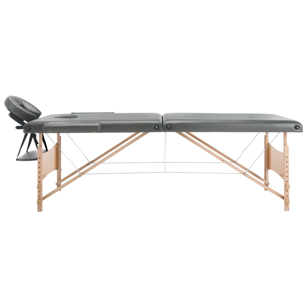 Lettino da Massaggio 2 Zone Telaio in Legno Antracite 186x68cm | homemem39