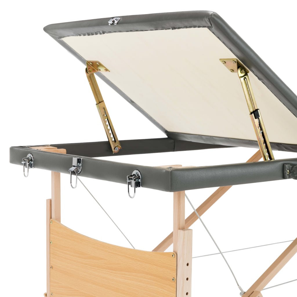 Lettino da Massaggio 3 Zone Telaio in Legno Antracite 186x68cm - homemem39