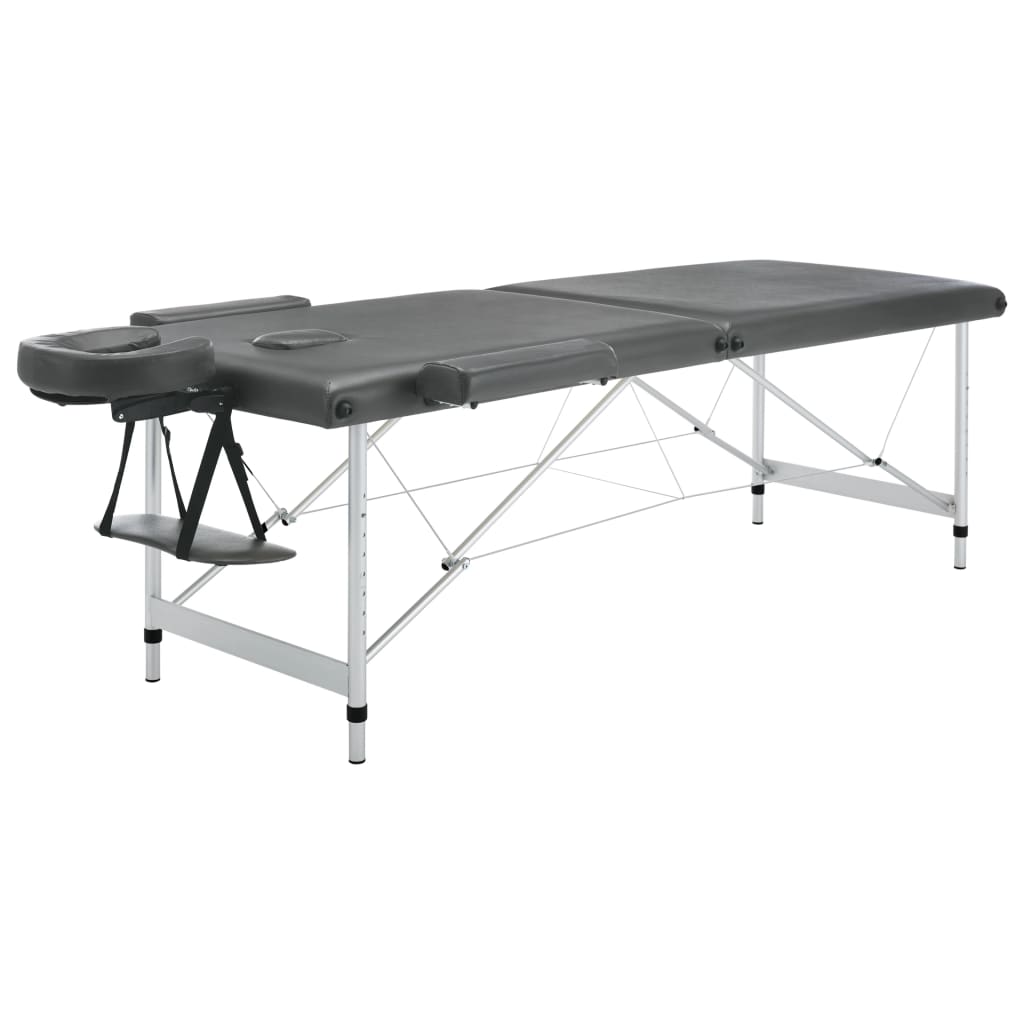 Lettino da Massaggio 2 Zone Telaio Alluminio Antracite 186x68cm | homemem39