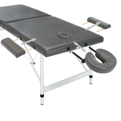 Lettino da Massaggio 2 Zone Telaio Alluminio Antracite 186x68cm | homemem39