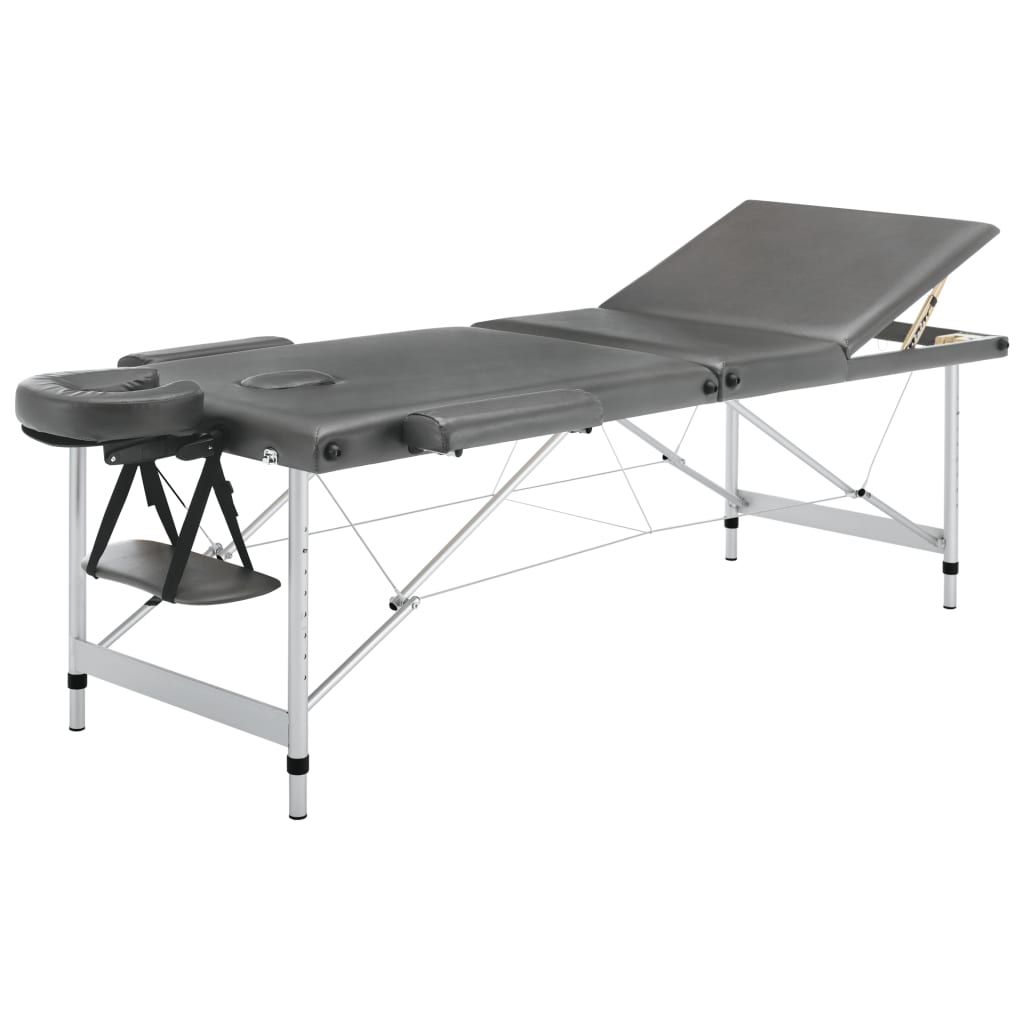 Lettino da Massaggio 3 Zone Telaio Alluminio Antracite 186x68cm | homemem39