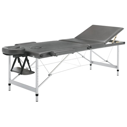 Lettino da Massaggio 3 Zone Telaio Alluminio Antracite 186x68cm | homemem39