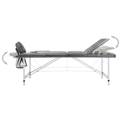 Lettino da Massaggio 3 Zone Telaio Alluminio Antracite 186x68cm | homemem39