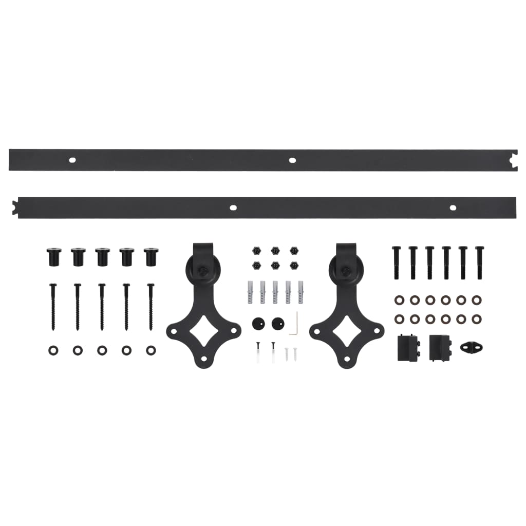 Kit di Binari per Porte Scorrevoli SKIEN 183 cm Acciaio Nero - homemem39