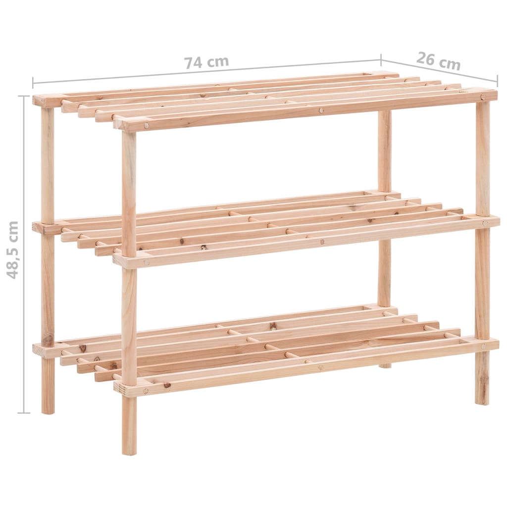 Scarpiera a 3 Livelli in Legno Massello di Abete - homemem39