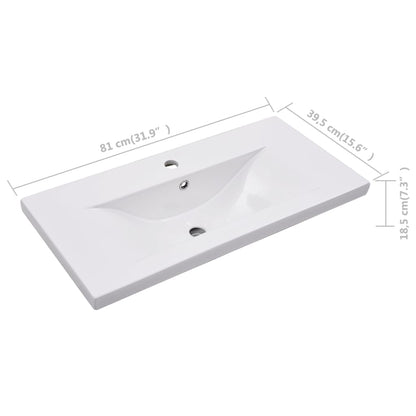 Lavabo da Incasso 81x39,5x18,5 cm in Ceramica Bianco