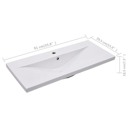 Lavabo da Incasso 91x39,5x18,5 cm in Ceramica Bianco