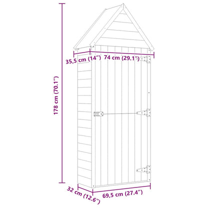 Capanno da Giardino con Porta 69,5x32x178 cm in Pino Impregnato