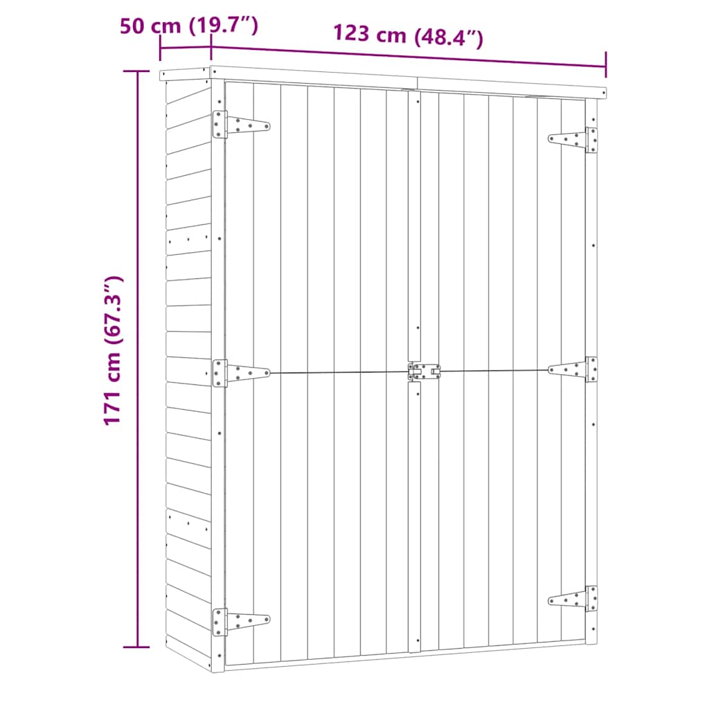 Rimessa Attrezzi da Giardino 123x50x171cm in Pino Impregnato