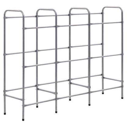 Supporto con Ripiani per 9 Casse Argento 145x33x116 cm Acciaio - homemem39