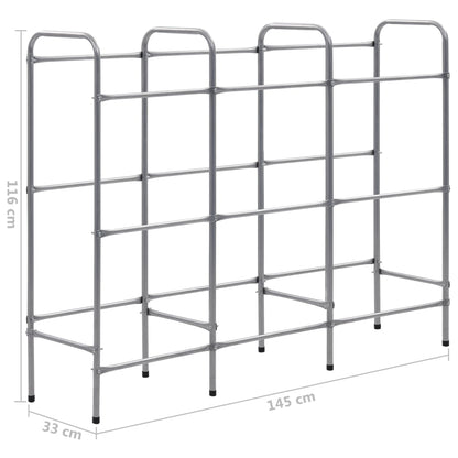 Supporto con Ripiani per 9 Casse Argento 145x33x116 cm Acciaio - homemem39