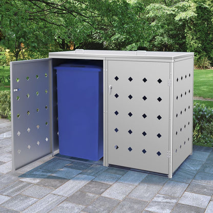 Copribidone per Spazzatura Doppio 240 L in Acciaio Inox - homemem39