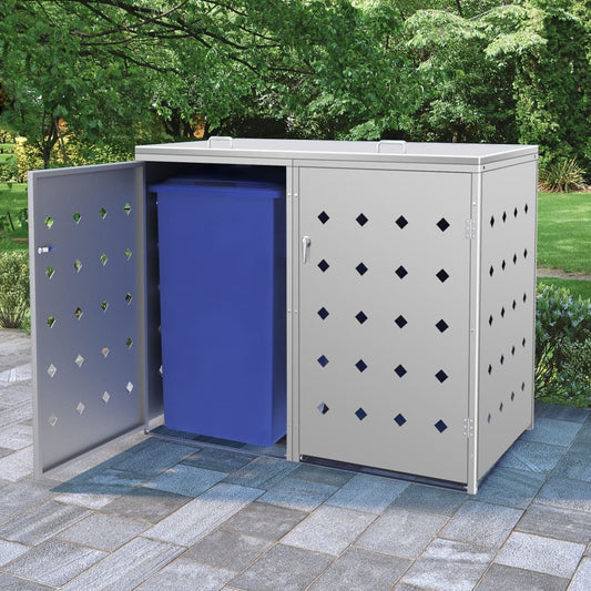 Copribidone per Spazzatura Doppio 240 L in Acciaio Inox - homemem39