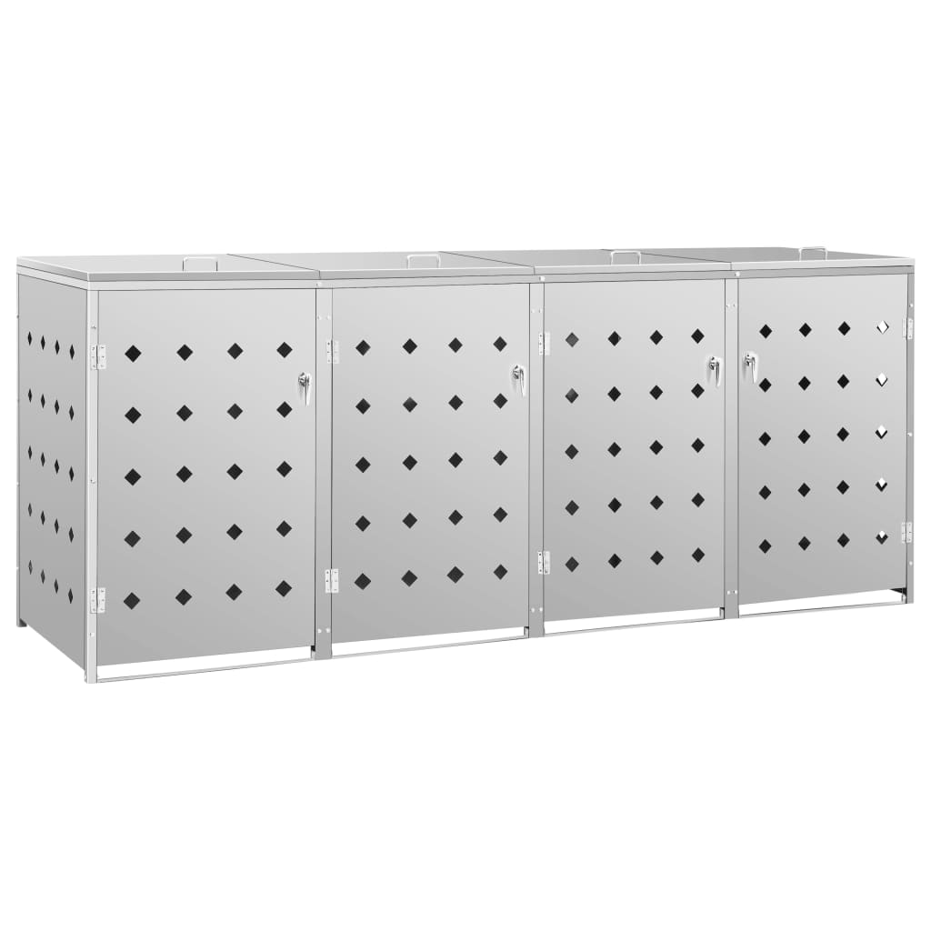 Copribidone per Spazzatura Quadruplo 240 L in Acciaio Inox - homemem39