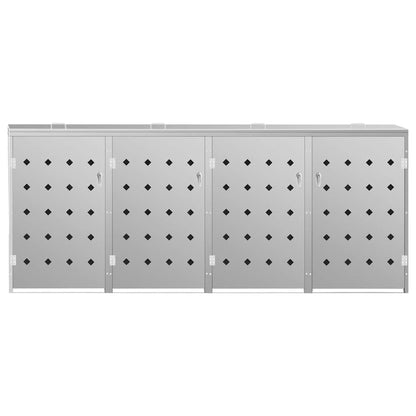 Copribidone per Spazzatura Quadruplo 240 L in Acciaio Inox