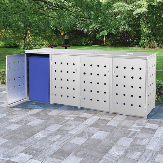 Copribidone per Spazzatura Quadruplo 240 L in Acciaio Inox - homemem39