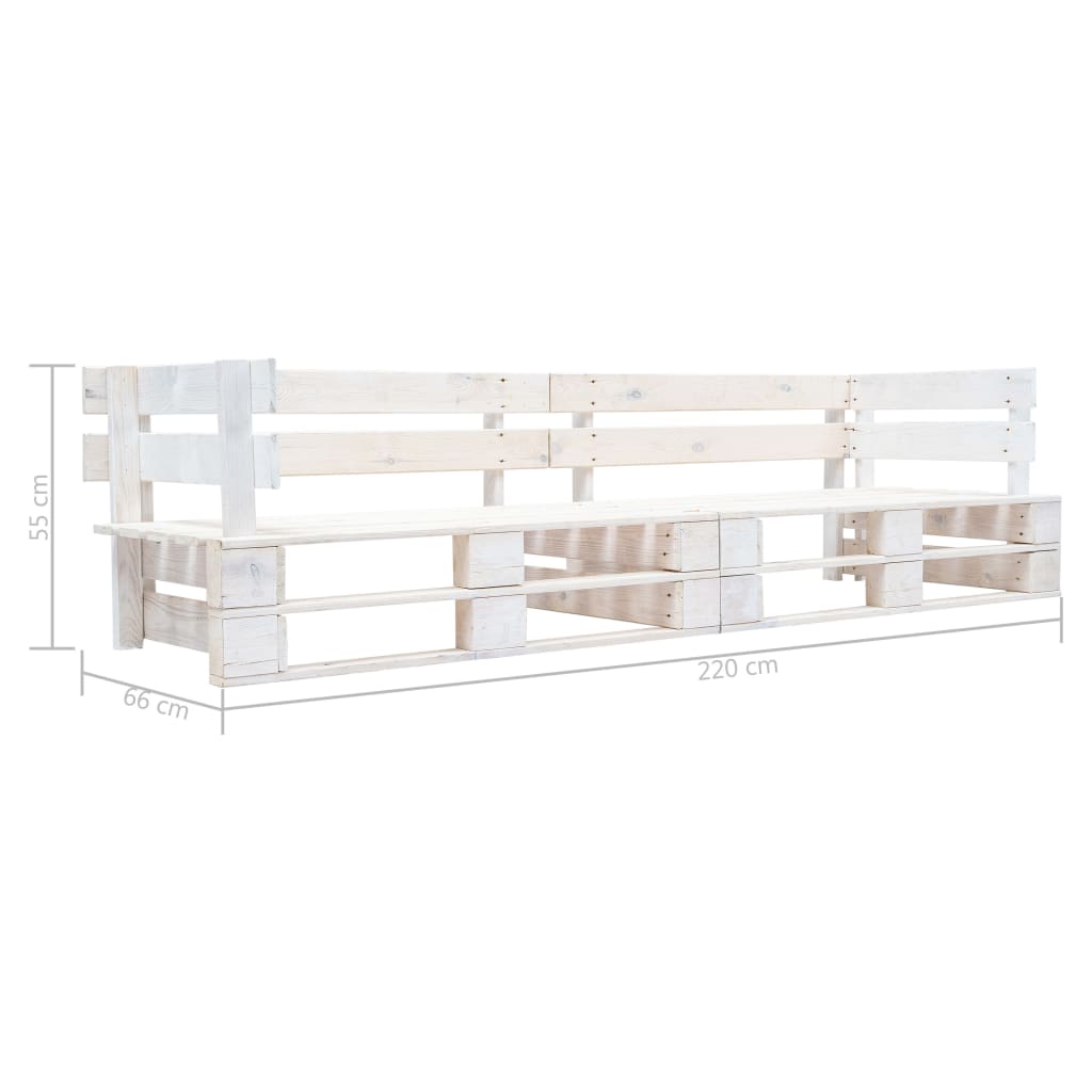 Divano da Giardino a 2 Posti su Pallet Bianco in Legno | homemem39