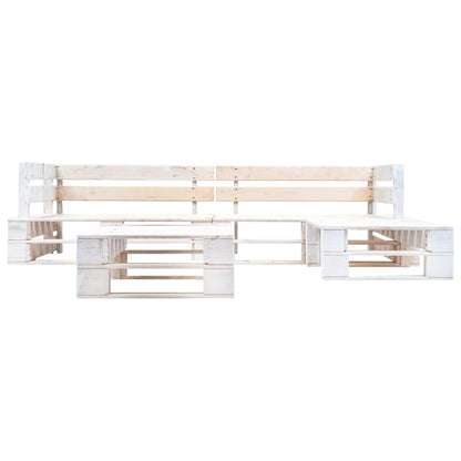 Set Divani da Giardino su Pallet 4 pz in Legno Bianco