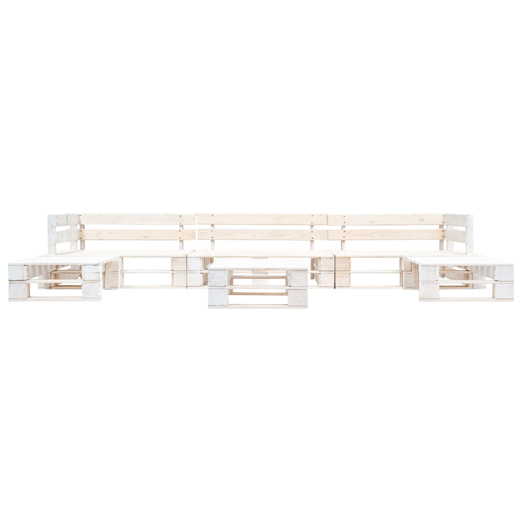 Set Divani da Giardino su Pallet 6 pz in Legno Bianco | homemem39