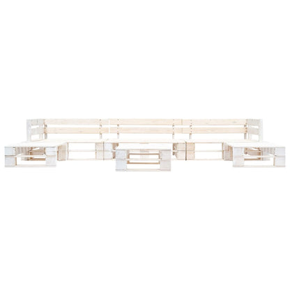 Set Divani da Giardino su Pallet 6 pz in Legno Bianco | homemem39