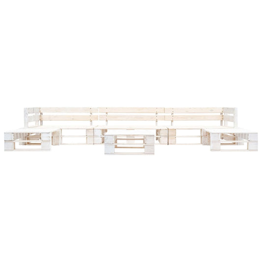 Set Divani da Giardino su Pallet 6 pz in Legno Bianco | homemem39