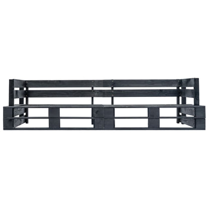 Divano da Giardino a 2 Posti su Pallet Nero in Legno | homemem39